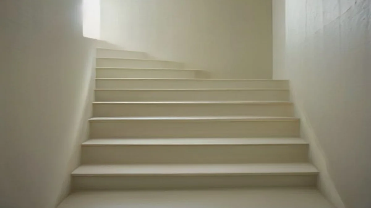soft ascending pastel staircase of geometric steps in gentle light