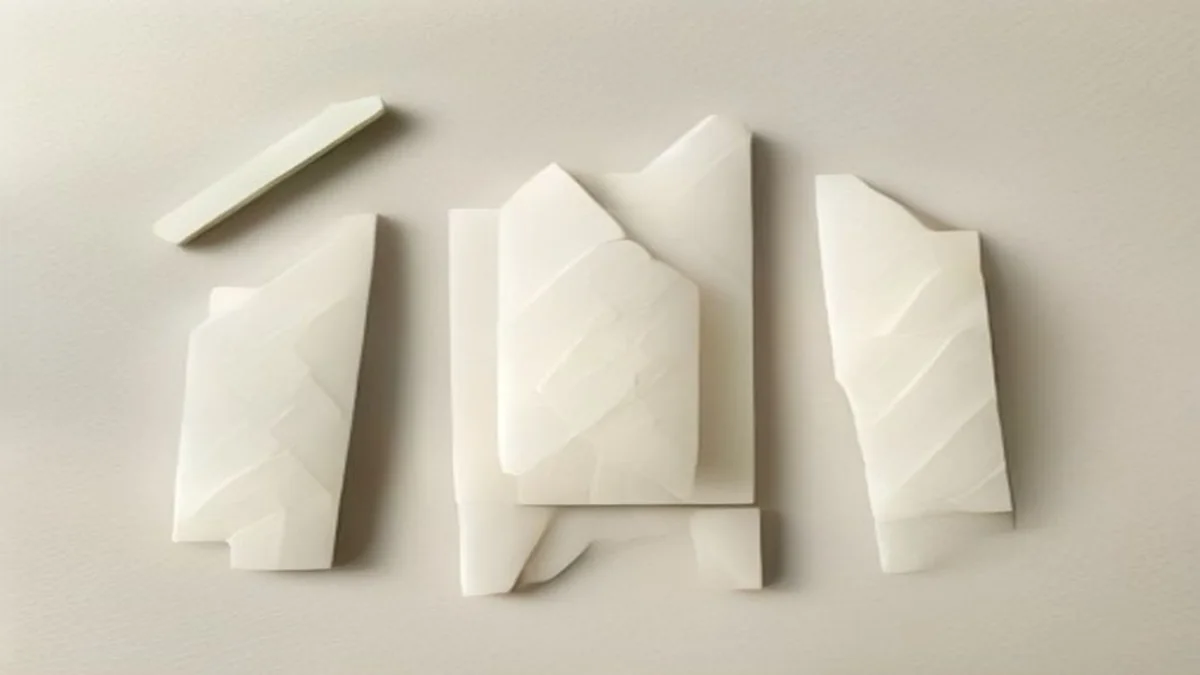 Soft sequence of small numbered paper tiles arranged in a gentle arc on cream paper.
