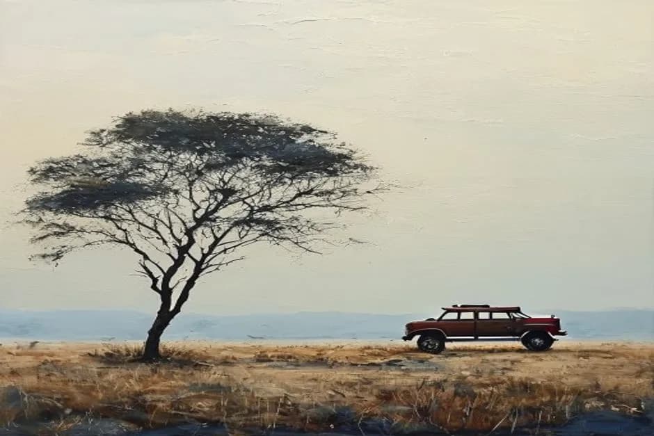 An oil painting representing Cluster Leaf Safaris — safari & tourism.