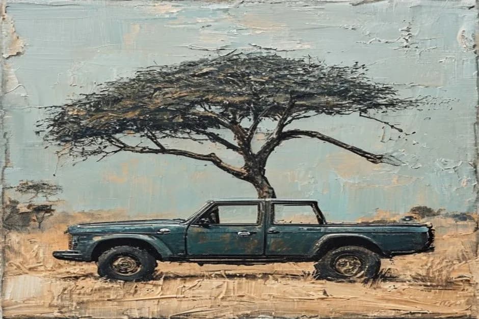 An oil painting representing Cluster Leaf Safaris: safari & tourism.
