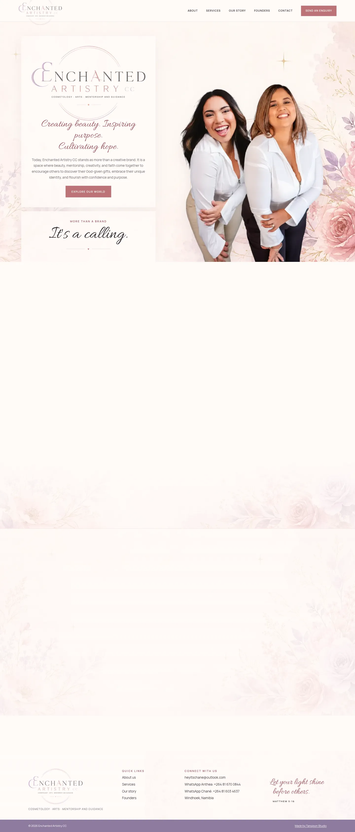 Enchanted Artistry CC live website screenshot