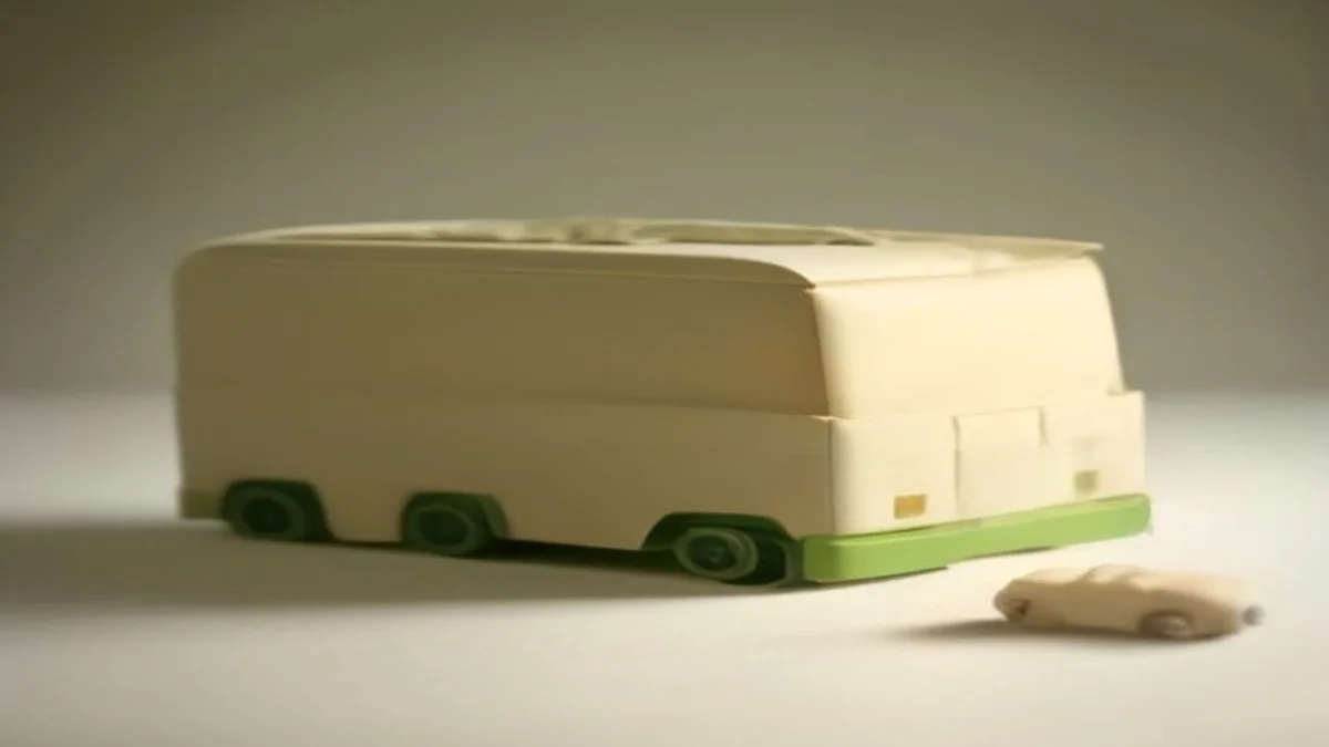 soft still life of a toy truck and parcels on cream linen
