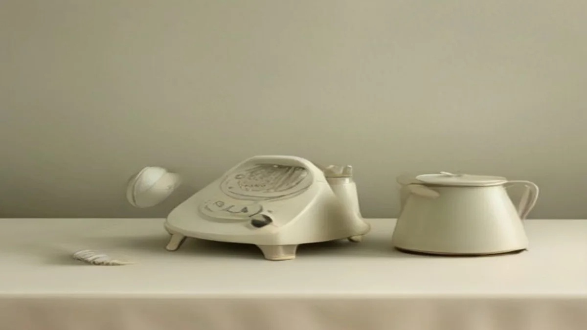 soft still life with a vintage telephone and signal waves motif