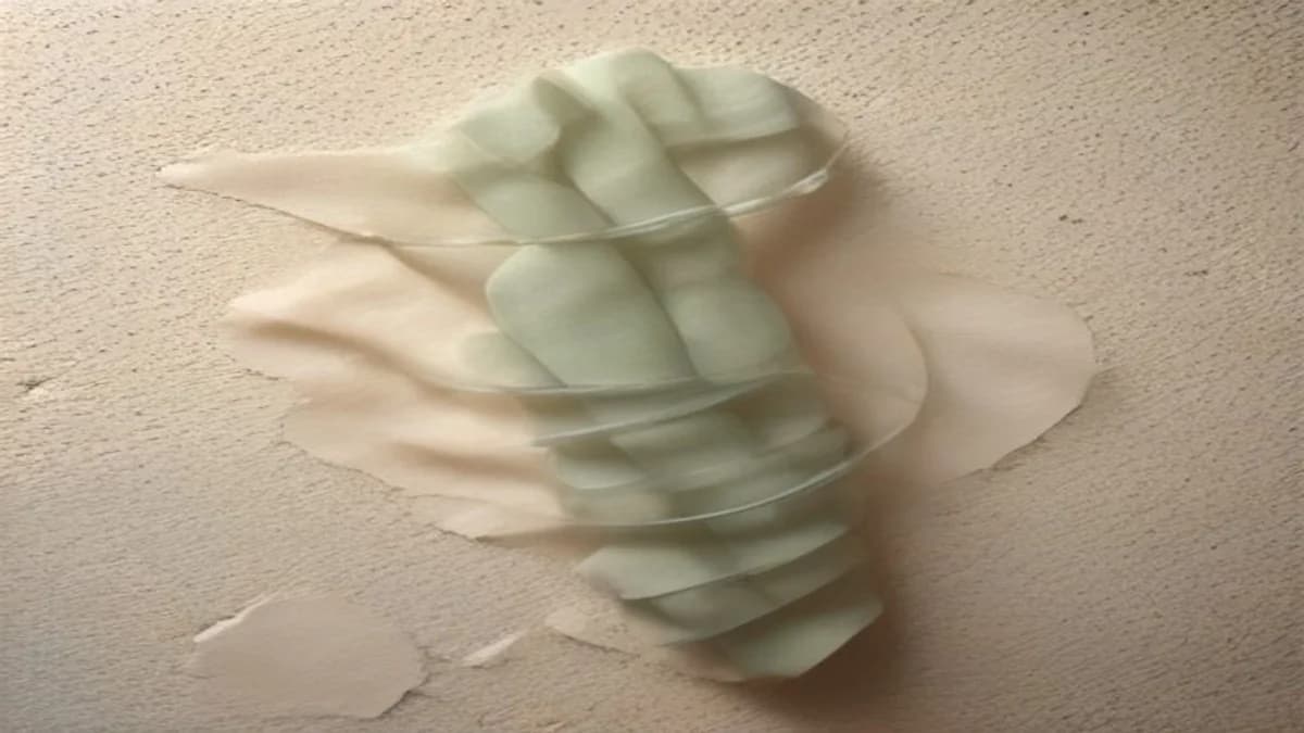 Soft still life of a thin paper chain linking small coins on a pale surface.