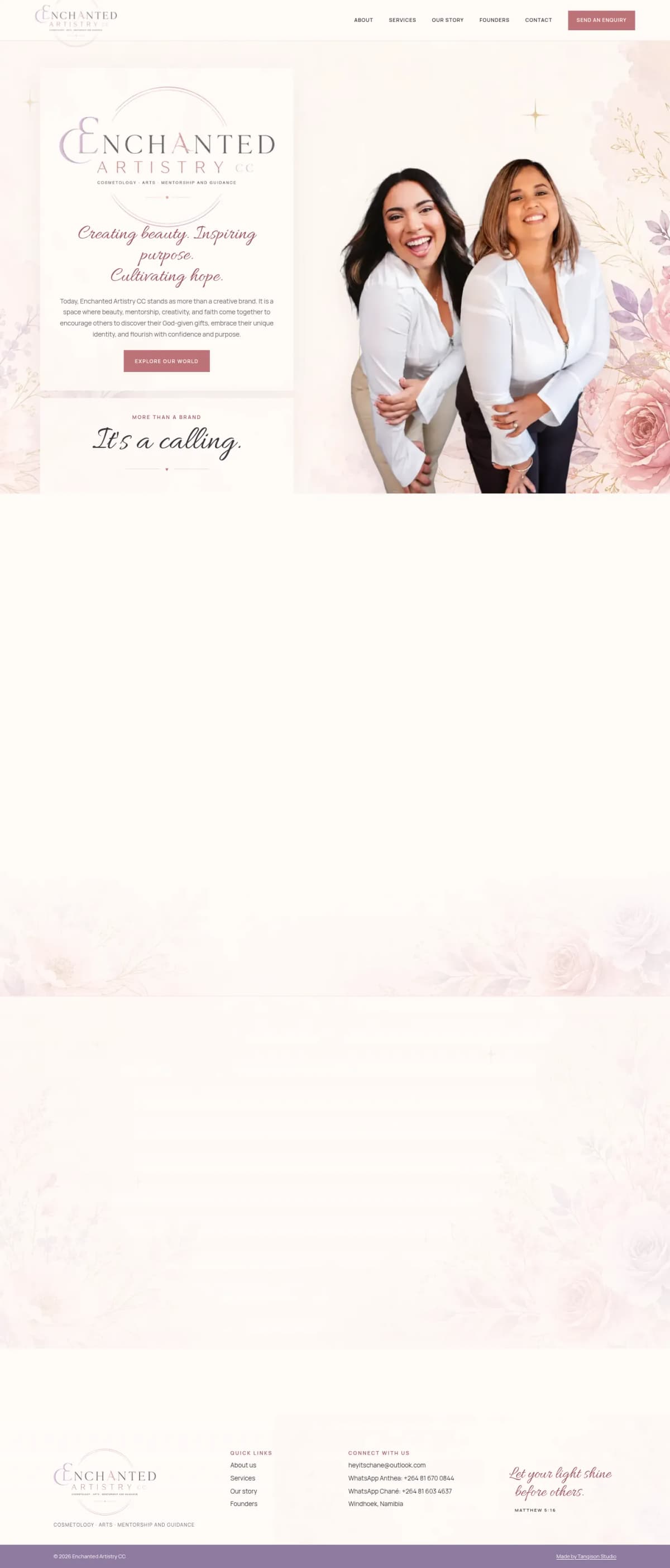 Enchanted Artistry CC live website screenshot